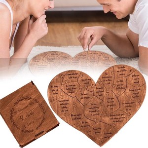 Rompecabezas de madera en forma de corazón 31x26cm 51-100 piezas Regalo de San Valentín para parejas - Product Image 1