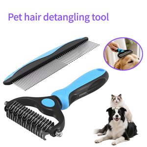 Wholesale Pet Grooming Comb Deshedding Dematting Hair Removal Double Sided Stainless Steel <strong>Undercoat</strong> <strong>Rake</strong> for Dog Cat - Product Image 1