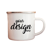 Mug en émail JUNVOY avec logo personnalisé, 150 ml, 350 ml, bord en acier inoxydable, tasse à café en métal durable, style rustique, camping, cadeau, vaisselle