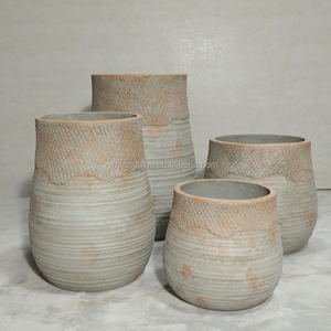 Modern Vintage Fiber Cement Planter Pots with Drainage Hole For Garden Outdoor/Indoor Flower Pots Decoration - Product Image 5