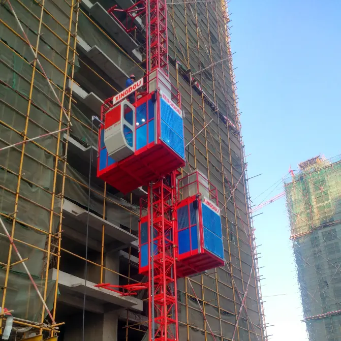 1000kg di costruzione mini ascensore per il sollevamento di costruzione di lavoro con gru a Torre