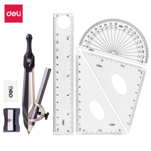 Deli EG30404 Compass Drafting 8pcs Set avec crayon mécanique et taille-crayon PS Box pour un rangement facile Poignée antidérapante - Product Image 1