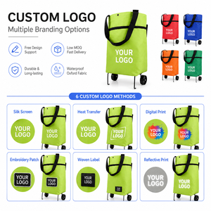Sac de courses pliable avec roulettes, chariot de courses réutilisable pliable, sac de sport, logo personnalisé - Product Image 2