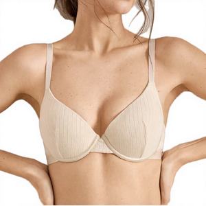Vente en gros d'usine ODM : Ensemble de lingerie rayée respirant avec soutien-gorge fin et culotte en dentelle à bretelles ajustables pour femme - Product Image 4