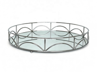 Ensemble de plateaux ronds en métal argenté avec base miroir, plateaux décoratifs miroir pour bijoux, cosmétiques, desserts, table, décoration de maison, mariage, fête