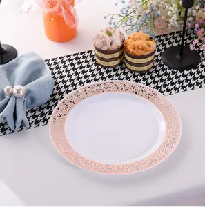 10,25 дюймовые элегантные одноразовые тарелки для вечеринок, набор одноразовых свадебных тарелок, пластиковая посуда, сервировочная посуда