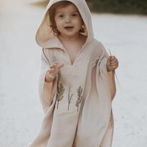 1 pezzo personalizzato Logo RTS con cappuccio acqua assorbente <span class=keywords><strong>accappatoio</strong></span> traspirante ricamato in cotone mussola scialle asciugamano <span class=keywords><strong>da</strong></span> bagno per bambini - Product Image 3