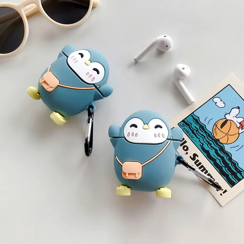 3D Cartoon Backpack Penguin silicone protective cover For Airpods Pro Cover Cases for Apple Airpods 2 1