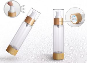 Botellas de Plástico de Bambú en Oferta con Tapas para Loción, Tapas con Pulverizador, Botella con Bomba de Loción sin Aire - Product Image 4