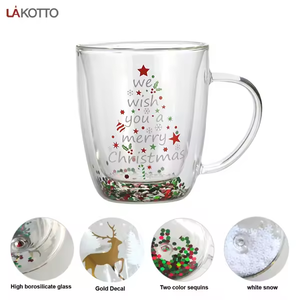 Cristalería Navideña Tazas de Té de Vidrio Divertidas Taza de Viaje para Café Vaso Lindo de Papá Noel Muñeco de Nieve Pingüino Regalo Creativo de Reno - Product Image 3