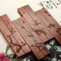 Presse-papiers de calligraphie grand format noir en Suanzhi/Palissandre, incrustation de cuivre sculptée à la main, accessoire de bureau traditionnel chinois, cadeau pour savant