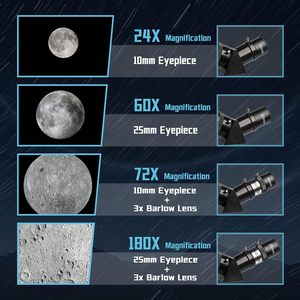 Kính thiên văn khúc xạ thiên văn 60080mm với AZ mount, thị kính 24x-180x, dành cho người mới bắt đầu Stargazer (Thiên Văn Học) - Product Image 4