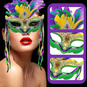 Mascarada carnaval bola veneciana graduación máscara de lentejuelas con plumas para Mardi Gras mujeres carnaval desfile Sexy Cosplay disfraz - Product Image 2
