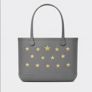 Red EVA <b>Tote</b> <b>Bag</b> With Gold Stars Water Resistant Open Top Fashionable Design All Seasons Daily Use - Product Image 5