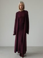 Ensemble coordonné 2 pièces pour femmes, style islamique modeste, élégant, décontracté, coupe ample, manches longues, uni, jupe et manteau en tricot