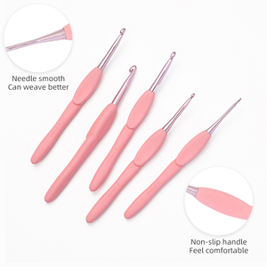 Jp 8 pcs một bộ multiscale đan & may công cụ mới làm quen phổ quát TPR màu hồng xử lý Crochet móc - Product Image 2