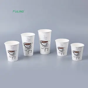 White Paper Hot Drink Disposable Cup Go Becher 12 Oz Pappbecher 8oz Coffee Paper Cup Disposable