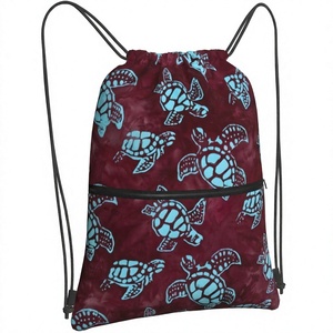 Custom Logo Animal Prints Canvas <b>Drawstring</b> <b>Backpacks</b> Unisex High Quality Sports Beach Theme 30-40L Capacity Interior Zipper - Product Image 1