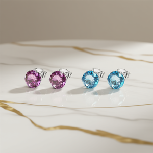 Orecchini a Perno Classici con Cristalli e Strass, Montatura in Lega, Unisex, per Uso Quotidiano, Forma Sferica, Colore Rosso Arancione - Product Image 2