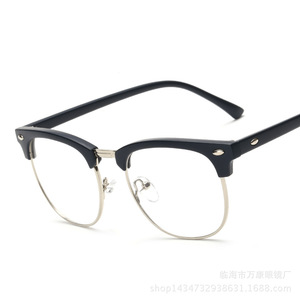 Vintage <b>Eyeglasses</b> Metal Half <b>Frame</b> Pc Clear Lens Unisex Fashion Glasses 2021 - Product Image 4
