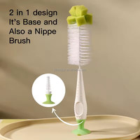 Brosse de nettoyage 2-en-1 personnalisée pour bouteilles d'eau avec embout éponge détachable et base à ventouse pour biberons et gobelets – Vente en gros
