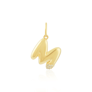 Pendentif en or jaune 18 carats avec initiale M en diamant - Product Image 3