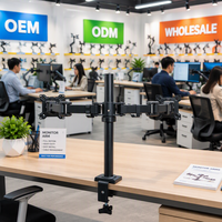 Support d'ordinateur de bureau OEM de bonne qualité, bras de moniteur horizontal pour deux écrans