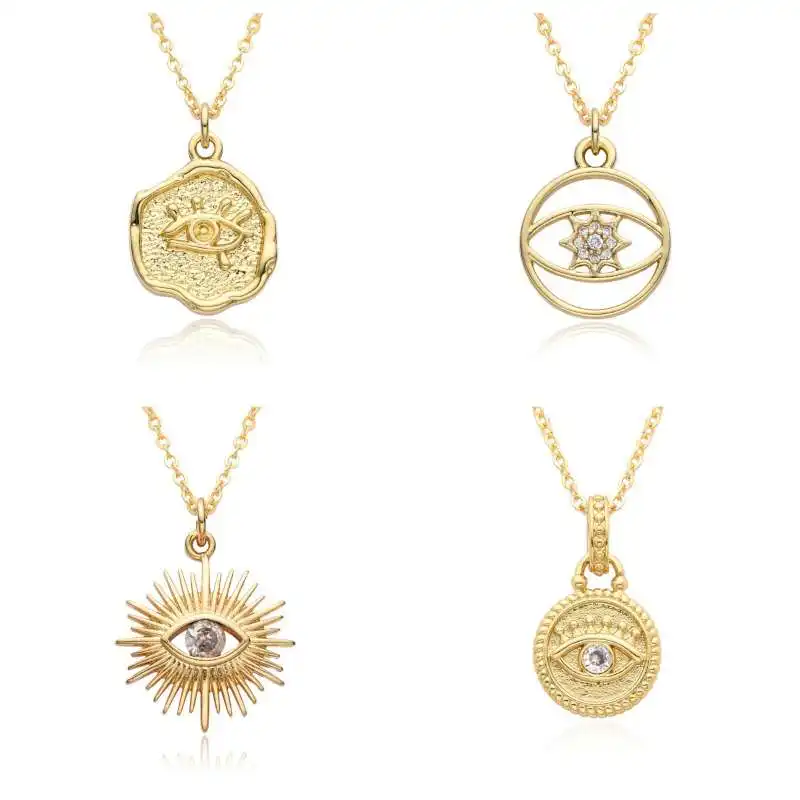 Groothandel Geluk Amulet Hanger Bescherming Cz Evil Eye Gouden Ketting Voor Vrouwen