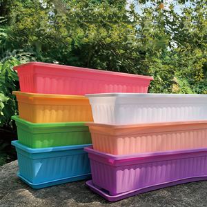 <span class=keywords><strong>Maceta</strong></span> de plástico rectangular contemporánea larga y colorida para barandilla de balcón, colgante bonito y moderno o uso en el suelo - Product Image 1