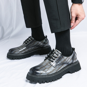 Chaussures habillées en cuir pour hommes de style coréen, mocassins de <span class=keywords><strong>luxe</strong></span> décontractés pour la marche, la mode, les affaires et le bureau, chaussures à talons hauts pour hommes - Product Image 3