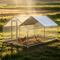 Poulailler multifonctionnel en acier galvanisé avec couverture imperméable anti-UV, porte verrouillable, grand enclos pour volailles, ferme avicole