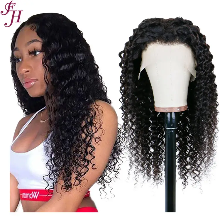 FH Wholesale Remy Brazilian Hair Wig 40 Inch Frontal Wig Deep Wave Silk Top Human Hair Cheap Wigs With Lowest Price