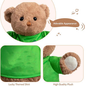 Ours en <span class=keywords><strong>peluche</strong></span> marron doux et câlin, jouet en <span class=keywords><strong>peluche</strong></span> pour filles et garçons, cadeau d'anniversaire ou de remise de diplôme avec t-shirt vert - Product Image 4