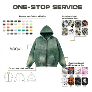 Sudadera con <span class=keywords><strong>Capucha</strong></span> Personalizada ODM para Hombre, 100% Algodón, 430GSM, Felpa Francesa, Lavada, Sólida, Transpirable, Ecológica, con Cierre y Estampado Puff, Talla Grande - Product Image 4