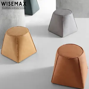WISEMAX Furnitur Modern Sofa Ruang Tamu Kain Kursi Bangku Ottoman Santai Aksen Kursi Pijakan Kaki Bangku Bulat