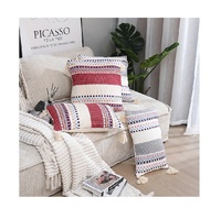 Innermor yeni SS21 renkli çizgili Fringe püsküller İskandinav gri yastık kılıfı noel lüks pamuk taklit keten yastık örtüsü