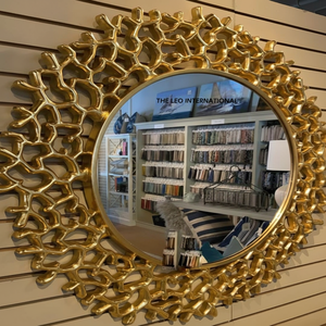 Coral abstracto latón antiguo hecho a mano diseño moderno Metal aluminio decoración del hogar espejo colgante de pared de lujo - Product Image 1