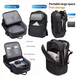 Sac à dos pour ordinateur portable en PU imperméable grande capacité, décontracté et professionnel, pour les voyages en extérieur, avec fonction de loisirs - Product Image 3
