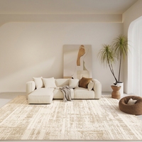 Tapis moderne couleur crème, doux, en polyester, antidérapant, résistant aux taches, facile d'entretien, pour salon, chambre, canapé, décoration