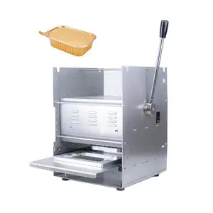 Factory cheap small disposable fast food packaging sealed container aluminum foil sealing machine