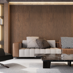 Panneau mural rainuré en WPC, texture bois plastique, résistant à l'humidité et imperméable, prix d'usine, pour murs intérieurs, bureaux, design moderne - Product Image 2
