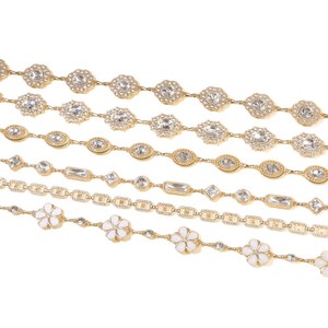 โซ่คาดเอวประดับดอกไม้และคริสตัล  วัสดุโลหะผสมสังกะสี  สำหรับสวมใส่ทุกวัน  โซ่ประดับร่างกายสำหรับผู้หญิง - Product Image 3