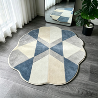 Tapis à franges en forme de fleur festonnée, motif géométrique, antidérapant, doux et moelleux, pour chambre à coucher, salon, décoration de la maison
