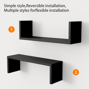 Floating Wall Shelves Set Of 3 Black Metal Wall Mounted <b>Storage</b> Shelves For Bathroom Bedroom Living Room <b>Kitchen</b> Office Home - Product Image 4