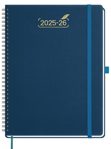 Agenda spirale A4 Yonghao 2026 – Planificateur scolaire 18 mois avec couverture en similicuir bleu Prusse et <span class=keywords><strong>notes</strong></span> de réunion – Disposition hebdomadaire - Product Image 1