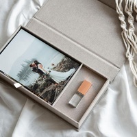 Kotak Foto USB Linen Pernikahan Kustom dan Flash Drive USB Kristal