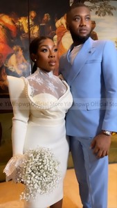 Nuovi abiti <span class=keywords><strong>da</strong></span> <span class=keywords><strong>sposa</strong></span> civili per <span class=keywords><strong>sposa</strong></span> 2025 collo alto manica lunga tè perle di pizzo Africa <span class=keywords><strong>Midi</strong></span> abiti <span class=keywords><strong>da</strong></span> <span class=keywords><strong>sposa</strong></span> personalizzati - Product Image 3