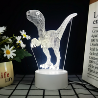 Lampe décorative rechargeable à lumière holographique 3D de dinosaure à vendre, avec logo imprimable pour enfants