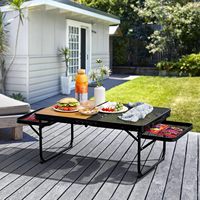 Table pliante d'extérieur en métal, robuste, légère et portable pour la salle à manger, le camping, le jardin et la cour
