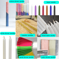 Bougies coniques en vrac personnalisées à marque privée, sans goutte, à mèche en coton épaisse, pour dîner de Noël religieux, couleurs bleu véritable et blanc ivoire